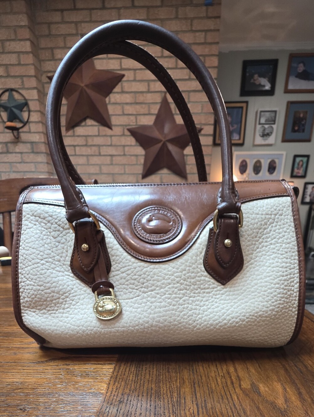 Vintage Dooney & Bourke AWL Zip Top Satchel Bone British Tan Doctor Bag USA